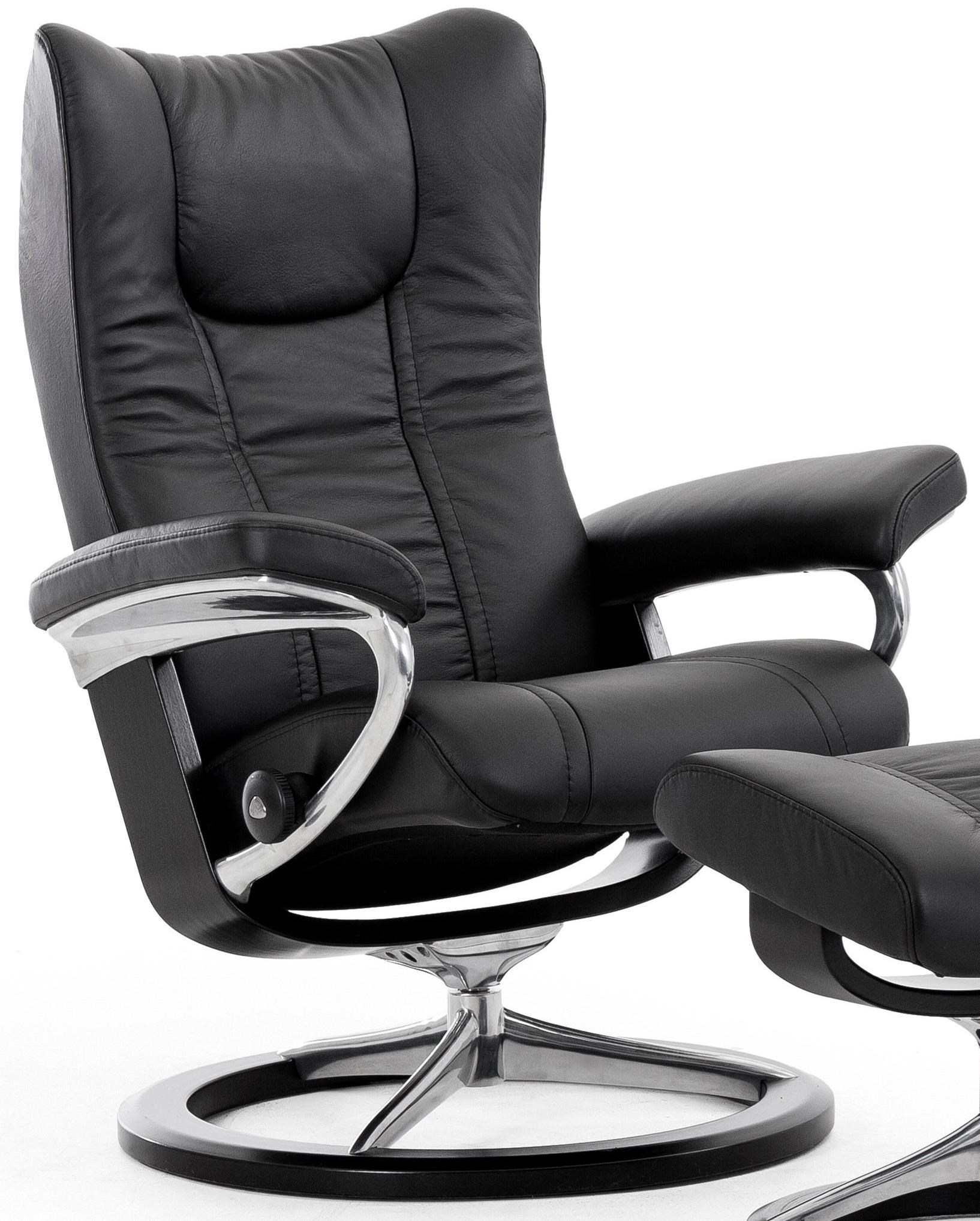 Stressless wing chair with signature sales base